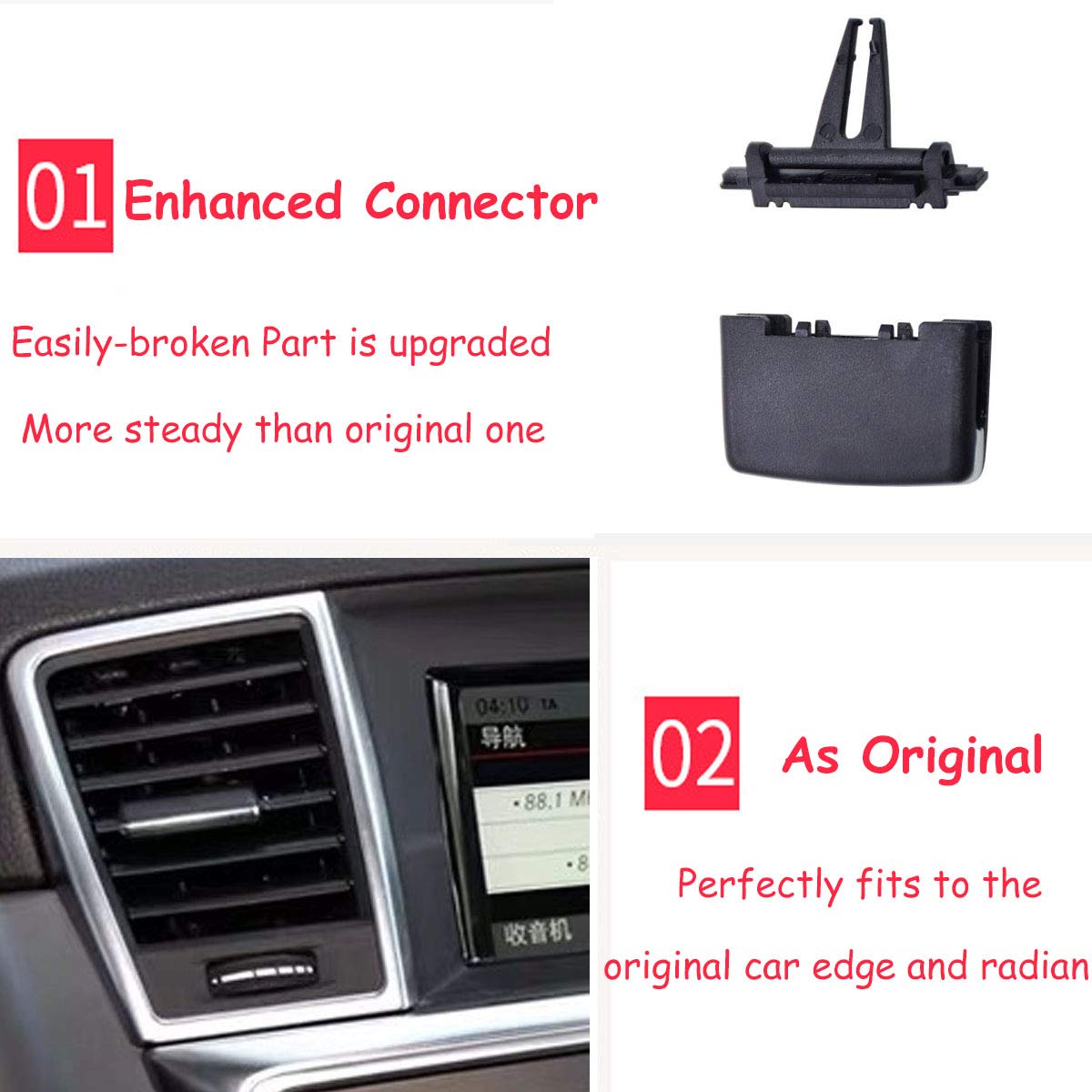 TTCR-II Dashboard Air Vent Clip for Mercedes Benz W166 ML Class 2012-2015, GLE Class 2016-2019, X166 GL Class 2013-2016
