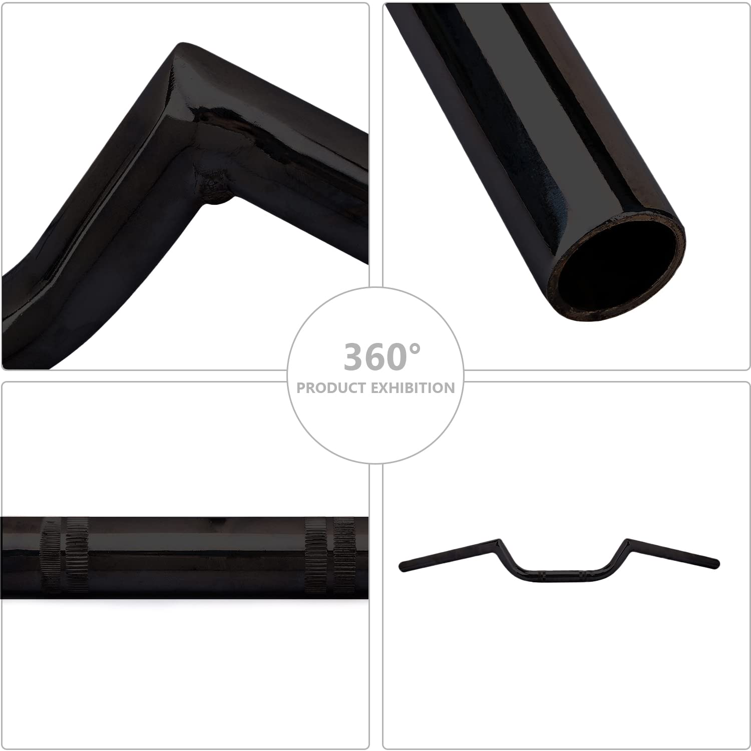 AnXin Motorcycle 7/8'' 22MM Handlebar with Rubber Handlebar Grips Cafe Racer Ace Clubman Style Handlebars Universal for Bobber C