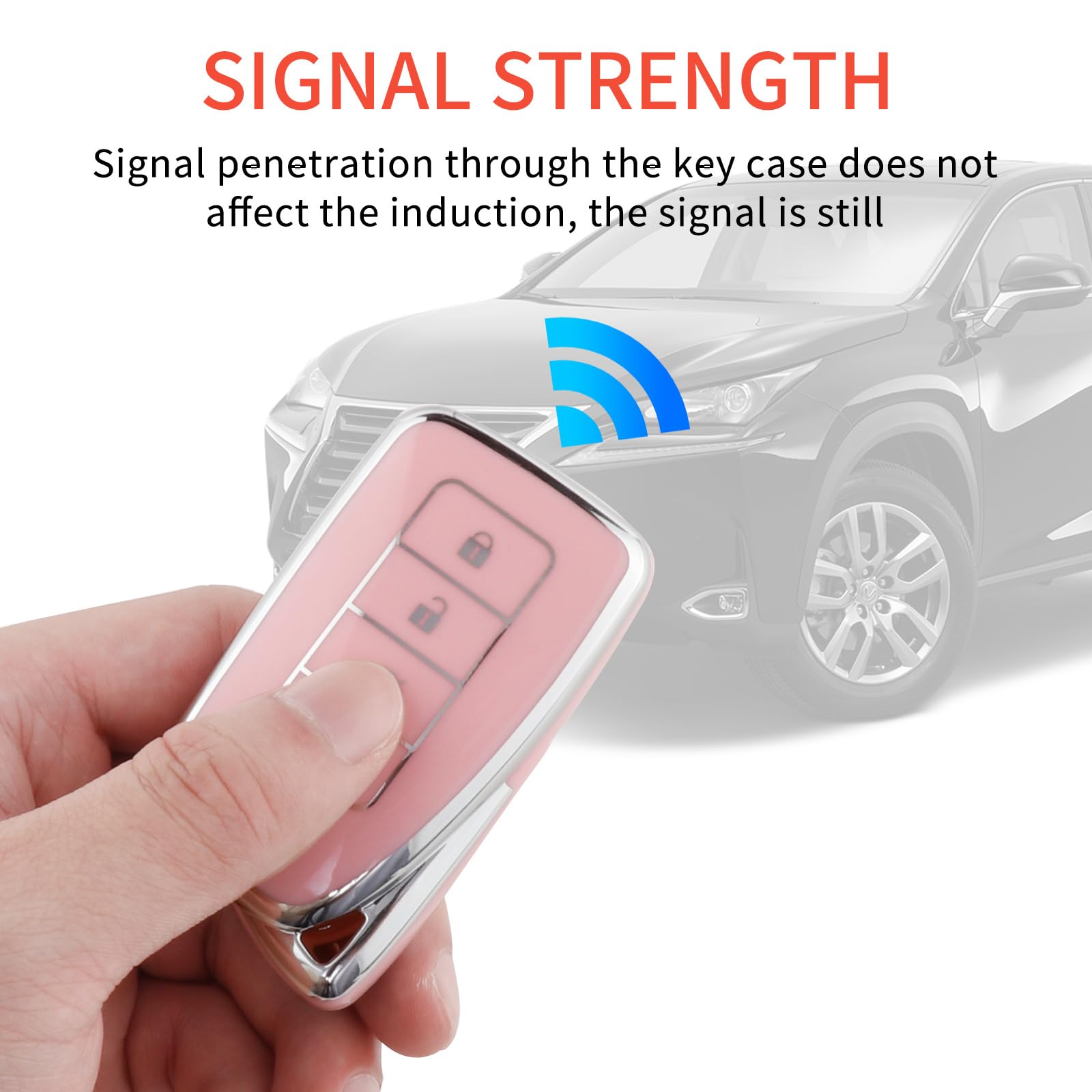 Pangpai Soft TPU Pink Key Fob Cover for Lexus RX ES GS LS NX RS GX LX Smart Key with Bling Keychain