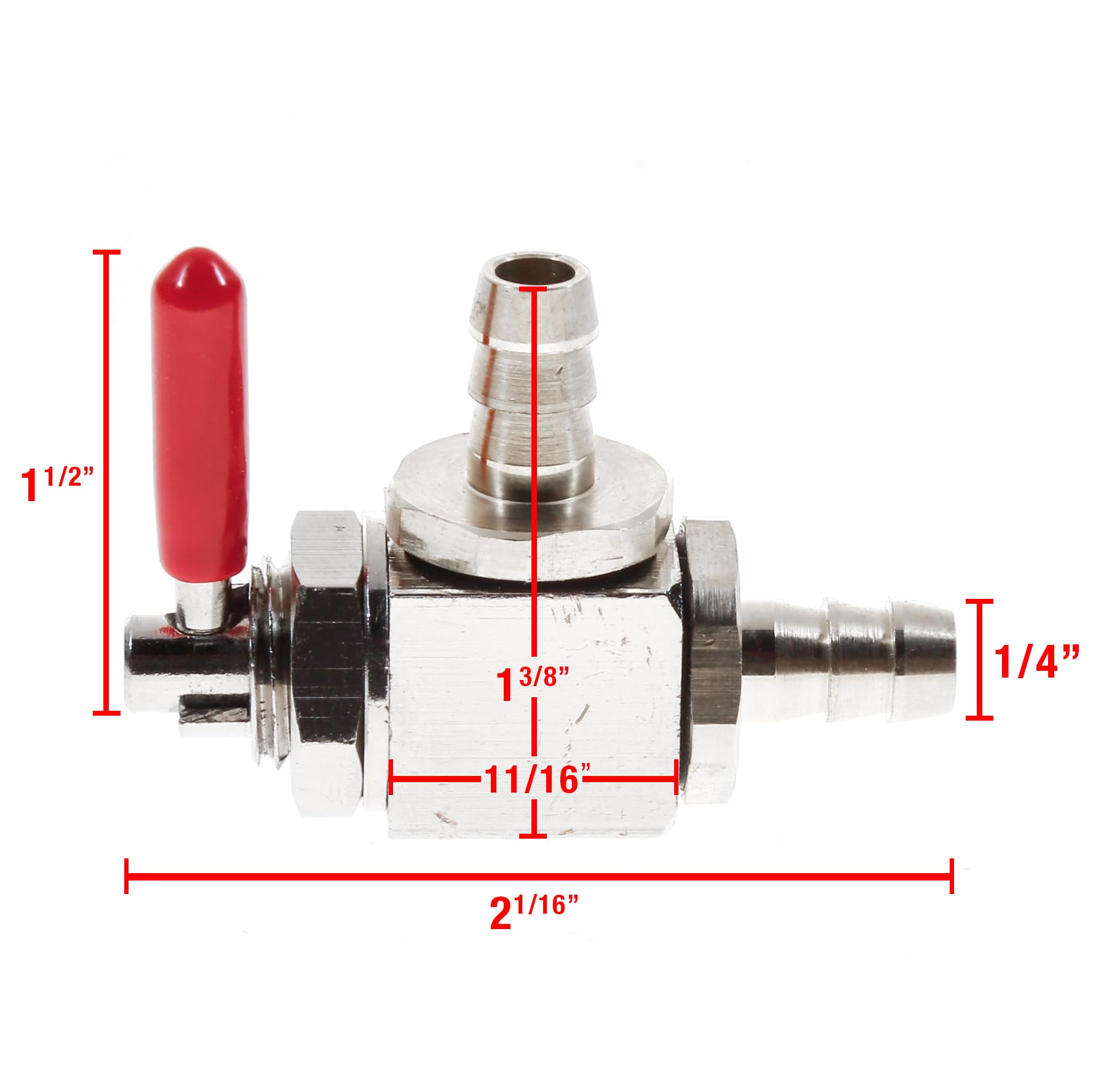 Raider 07-7118 Universal 90-Degree Turn Fuel Shut Off Valve, Steel, Fits 1/4" Line, 5.6 inches