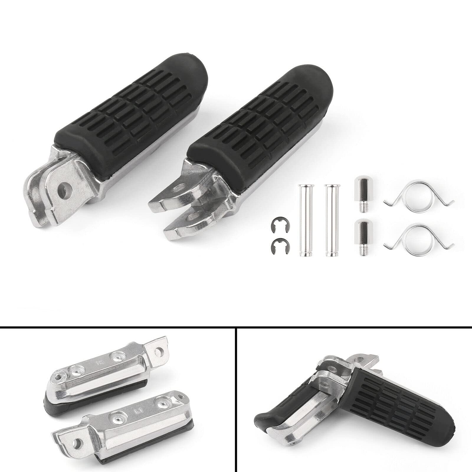 TCMI Motorcycle Foot Pegs, Aluminum, Black, Compatible with Honda CB400, CB600, CBR600, VFR800, and More