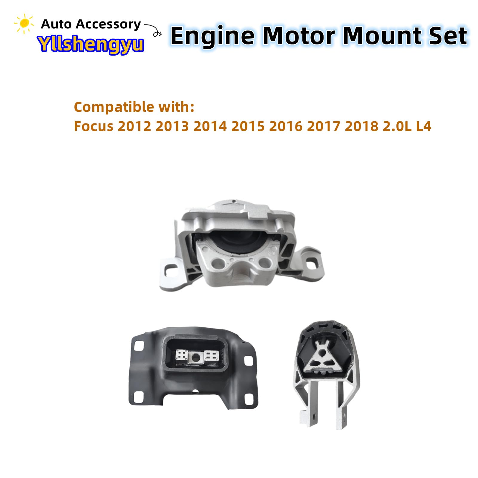 3Pcs Engine Motor Transmission Mount Set Compatible With Focus 2012 2013 2014 2015 2016 2017 2018 2.0L L4 Replacement For A5520