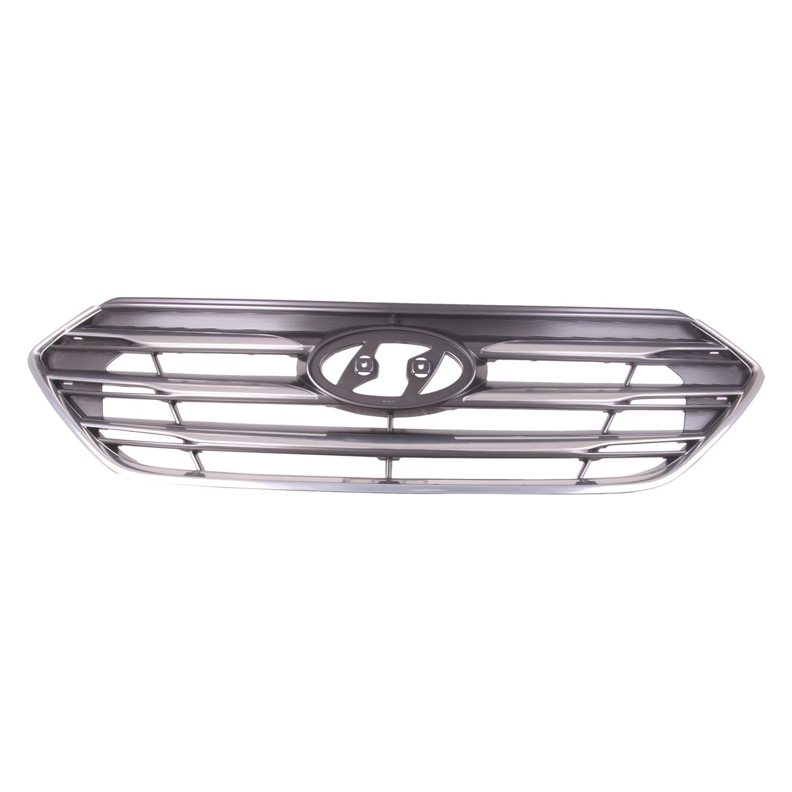 Torcia Chrome Front Grille for 2017-2018 Hyundai Santa Fe Sport, ABS, Model HY1200201, OEM Replacement, Gray Insert