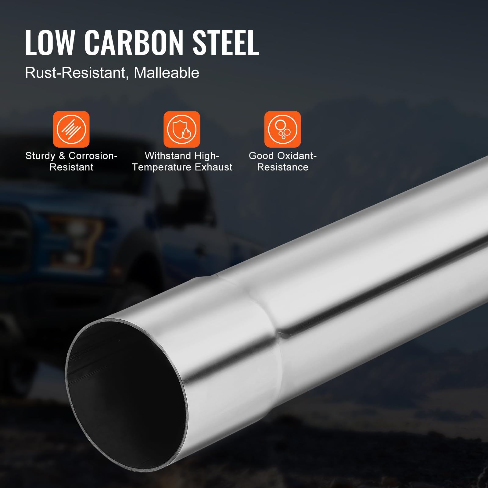 VEVOR 2.5'' Exhaust Kit - 8 Pieces, Galvanized Steel, Slip-Fit Joint, Rust-Proof, Model LT80250GA for Garage/Auto Repair
