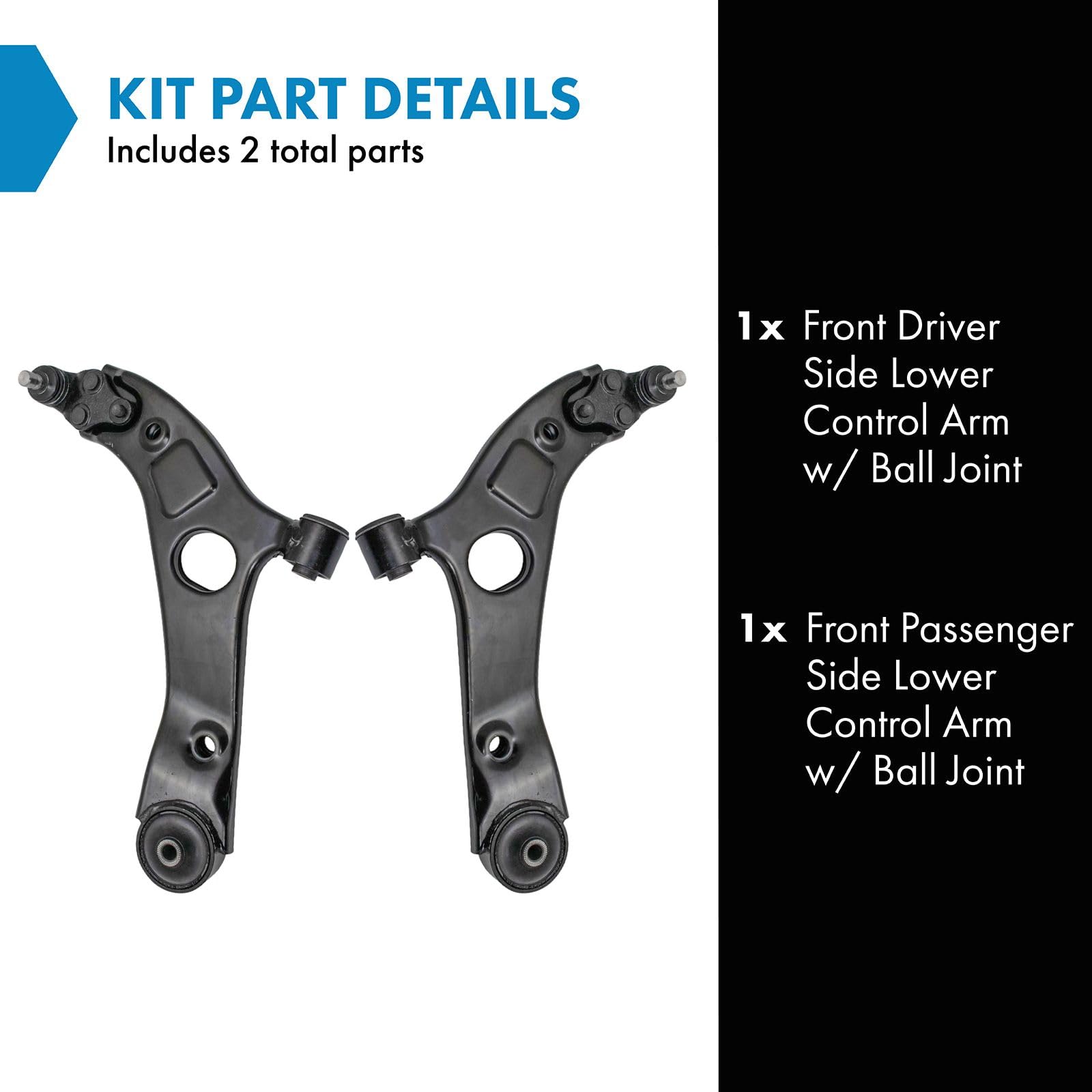 Trq Front Lower Control Arm With Ball Joint Set Compatible With 2012-2014 Hyundai Azera 2011-2014 Sonata 2014-2016 Kia Cadenza 2