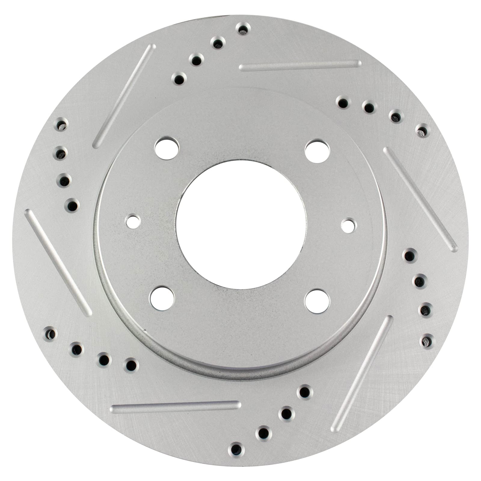 Trq Performance Brake Rotor Drilled Slotted Front Coated Pair Compatible With Hyundai