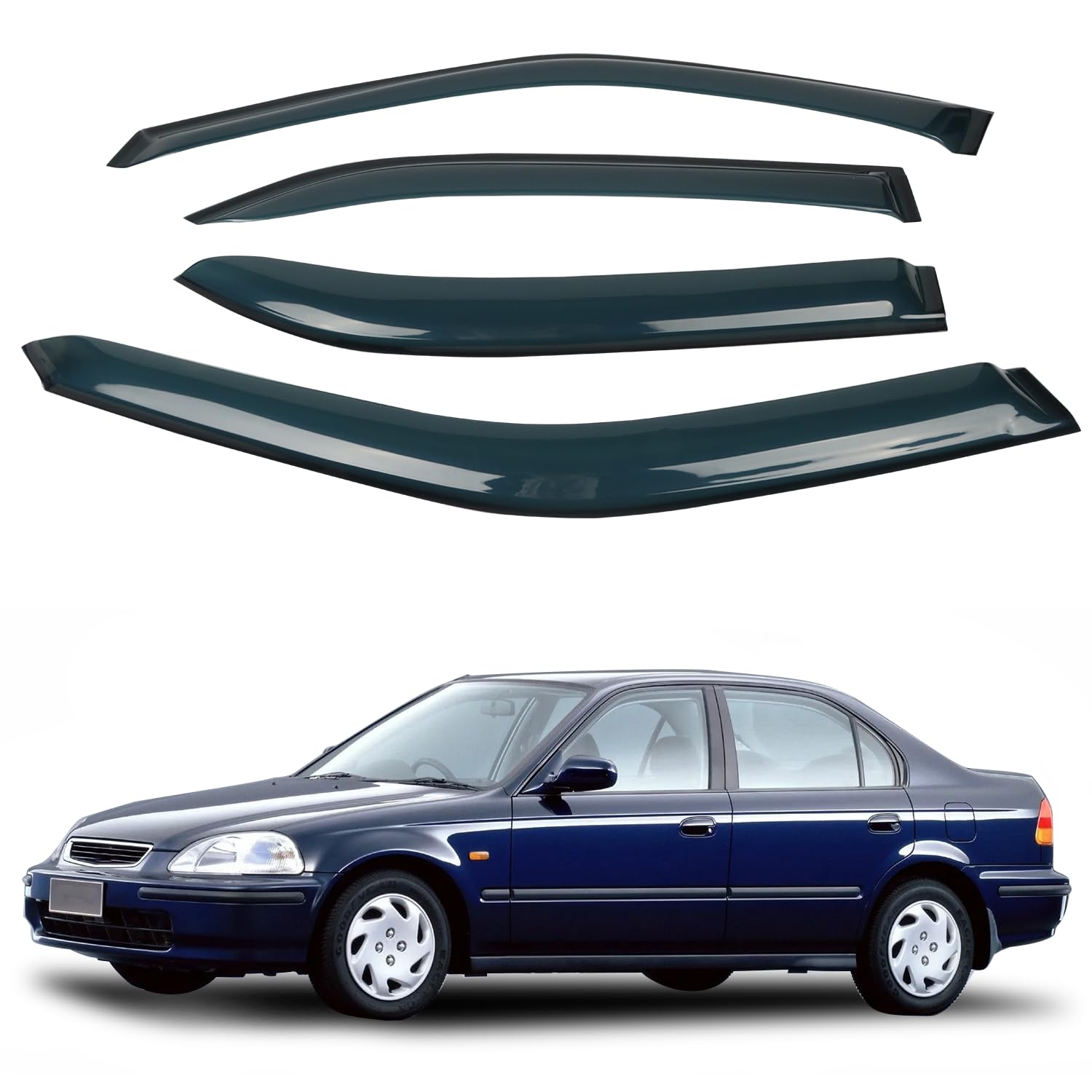 4Pcs Rain Guards Fit For 2013-2018 Toyota Rav4 Le Xle Se, Tape-On Outside Mount Window Visors, Smoke Tinted Side Window Deflecto