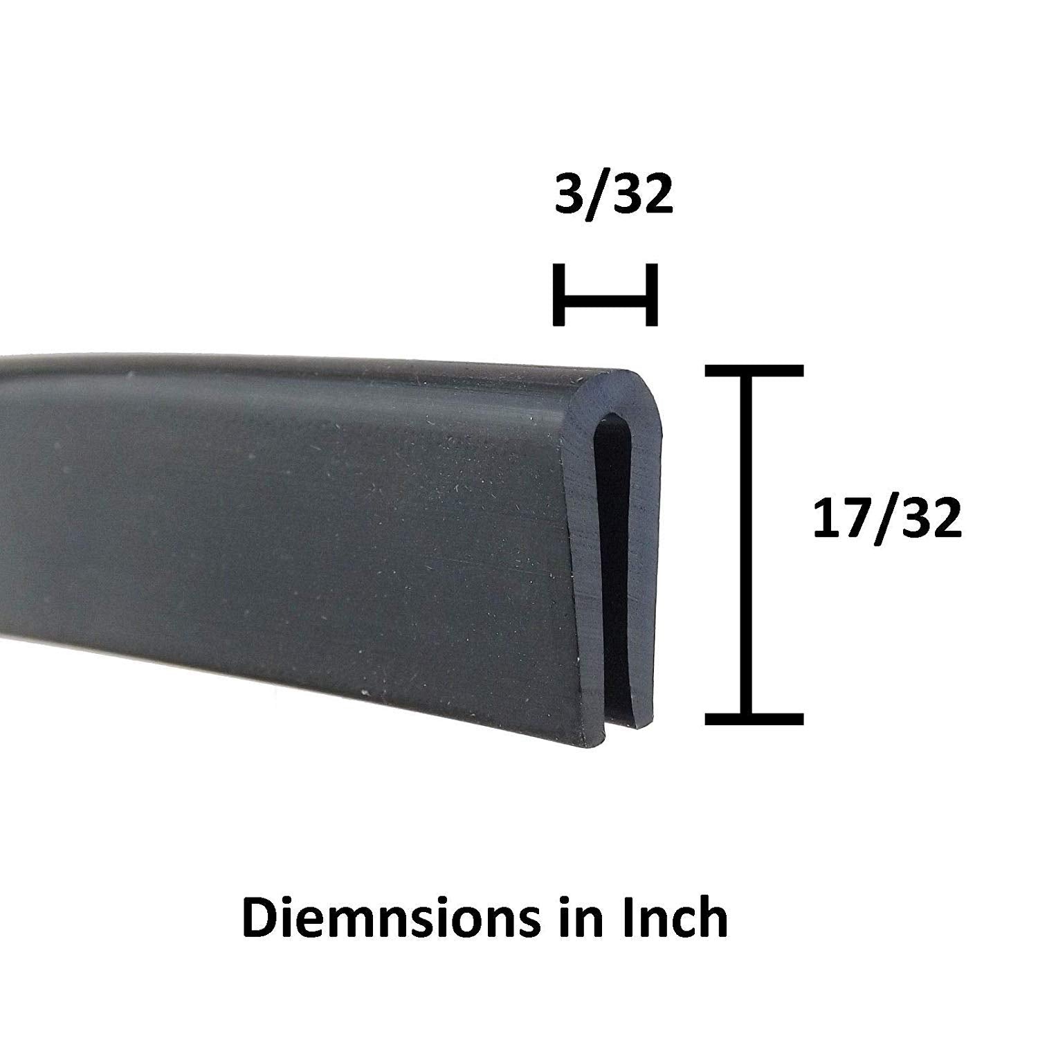 M M Seals Edge Trim Rubber, Fits Edge Up To 1/16 Inch (1.6Mm), Length 10 Feet (3.05 Meter)
