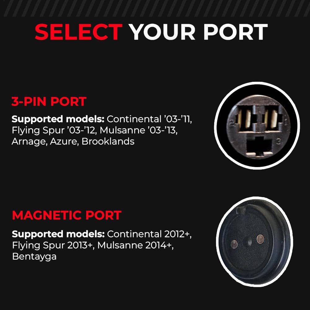 Juice My Ride JMR Battery Charger for Bentley GT/Bentayga/Flying Spur/Mulsanne, Magnetic Port, Add Lithium Mode, Model JSC-6A
