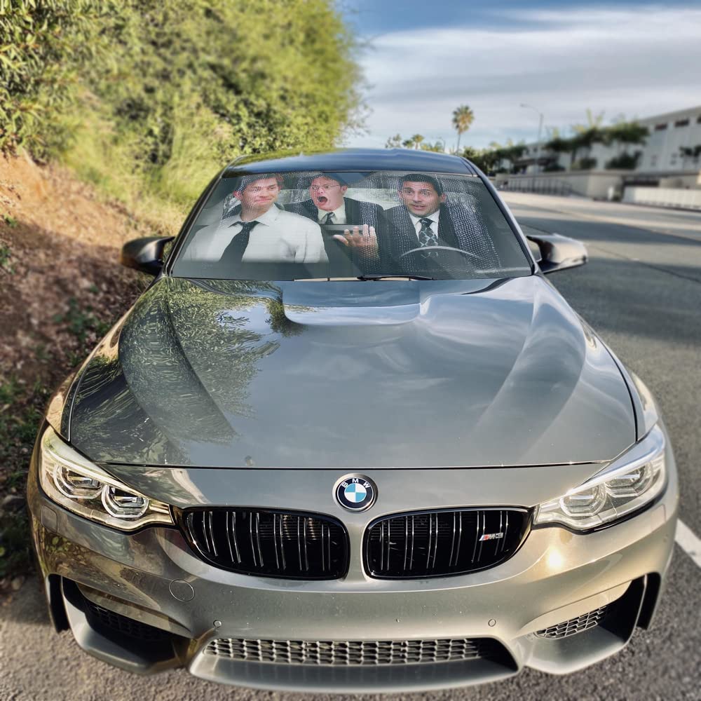 Just Funky The Office Sunshade Car Protector -28'' X 58'' -Featuring Jim, Michael, And Dwight -Keep Your Car Cool With These Ico