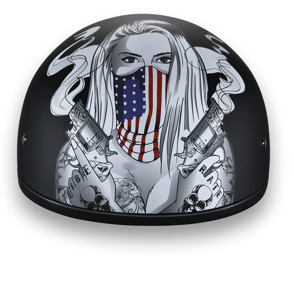 Daytona Helmets Half Skull Cap Motorcycle Helmet - Dot Approved [Make 'Em Pay] [S]