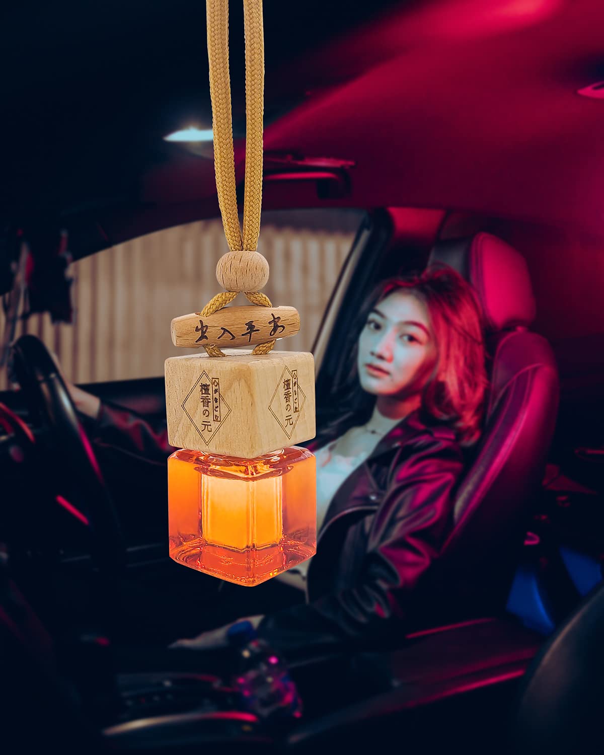 ikeda fragrance Car Air Freshener - 8ml Cherry Scent - Long-Lasting 45 Days - Yellow Hanging Diffuser for Home & Auto Odor Removal
