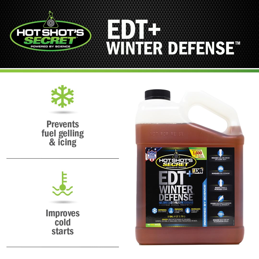 Hot Shot's Secret Diesel Fuel Treatment - 1 Gallon Winter Defense - 7-in-1 Anti-Gel Booster, Boosts Cetane & Protects Fuel System