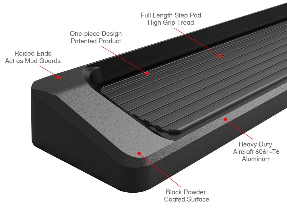 APS Running Boards (Nerf Bars Side Steps Step Bars) Compatible with Ford Econoline 1999-2014 Full Size Van 3-Door (Black Powder