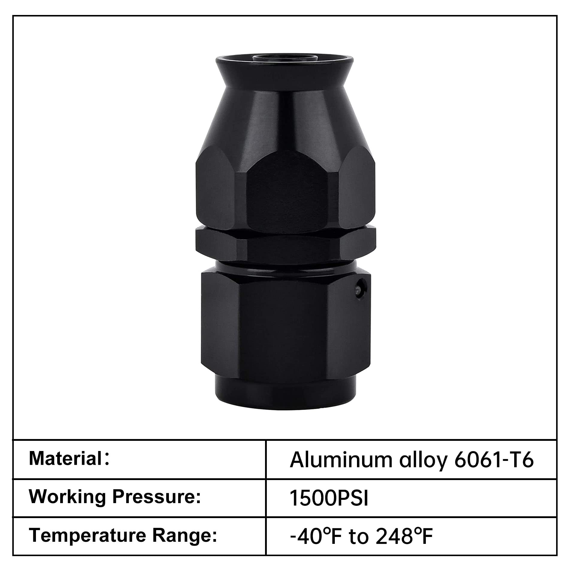 Evil Energy 8An Ptfe Hose End Fitting Straight Black For Ptfe Hose Only 2Pcs