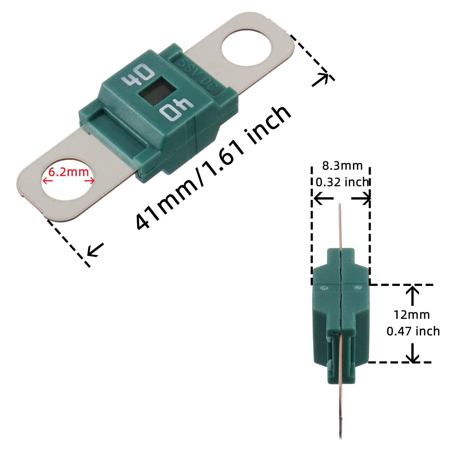 Bojack Ami/Midi Fuse 50A High Current Fuse Bolt-On Fuse 50 Amp For Cars, Trucks, Construction Vehicles, Buses, Caravans (Pack Of