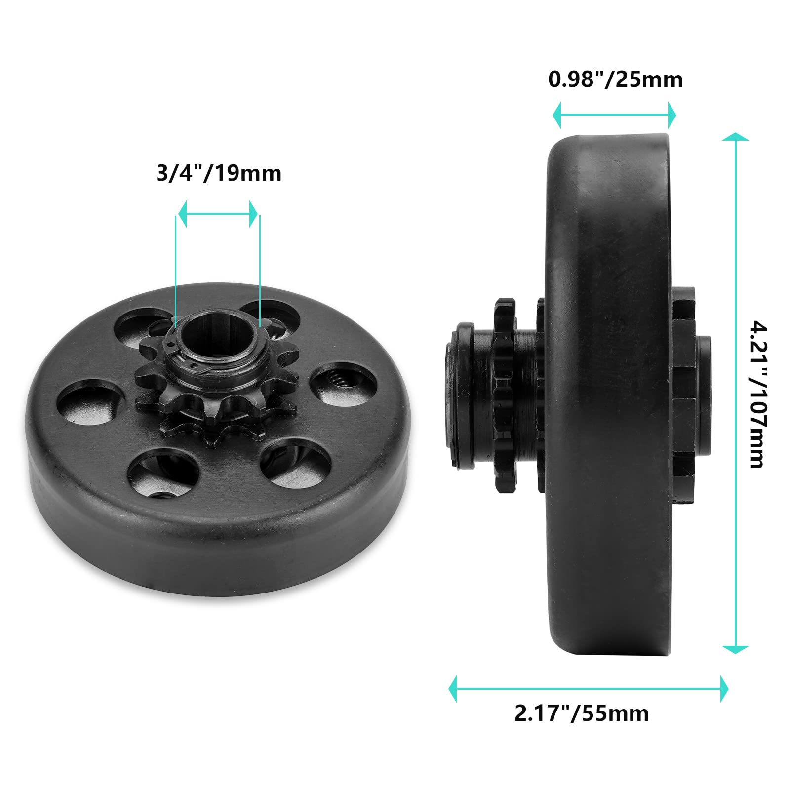 Go Kart Clutch 3/4 Bore 10T Compatible With #40/41/420 Chain, Centrifugal Clutch Fit For Minibike Mb165 & Mb200 And Honda Cloned