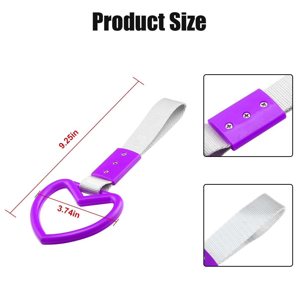 Fekey&Jf 2Pcs Tsurikawa Rings Heart-Shaped Car Hand Strap, Rear Bumper Warning Loop Janpanese Heart Handle For Suv, Subway, Bus,