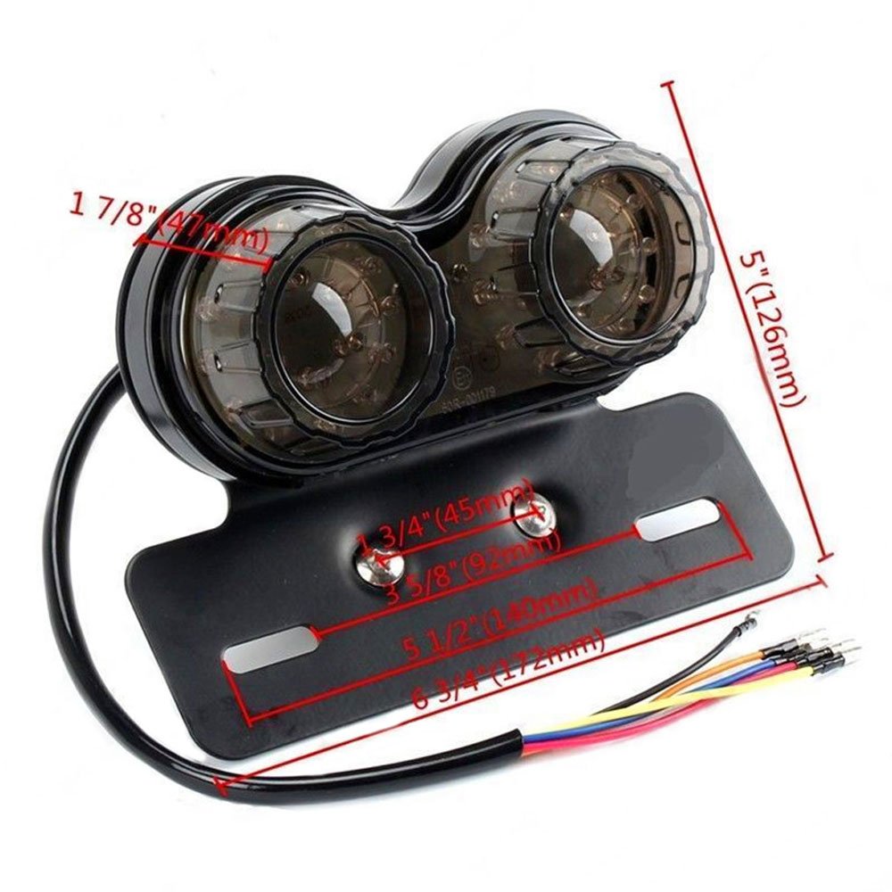 Ankia 40-Led 40W Tail Light Integrated Running Lamp Brake&Turn Signal Light With License Plate Bracket For Harly Motorcycle Street Bike Cruiser Chopper (Black)