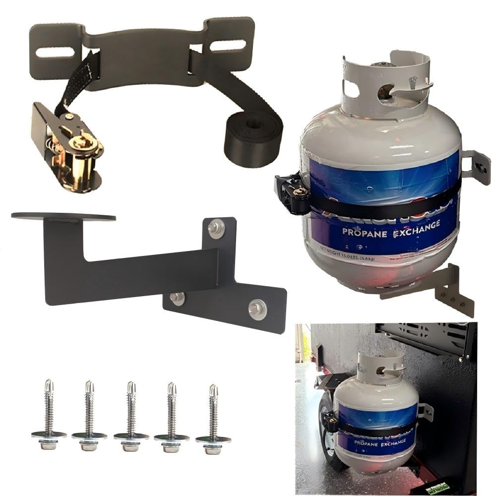 RV Propane Tank Cylinder Rack and Trailers Secure Exchange Propane Cylinder Mount for Campers, Trailers & Outdoor Use (Fits Stan