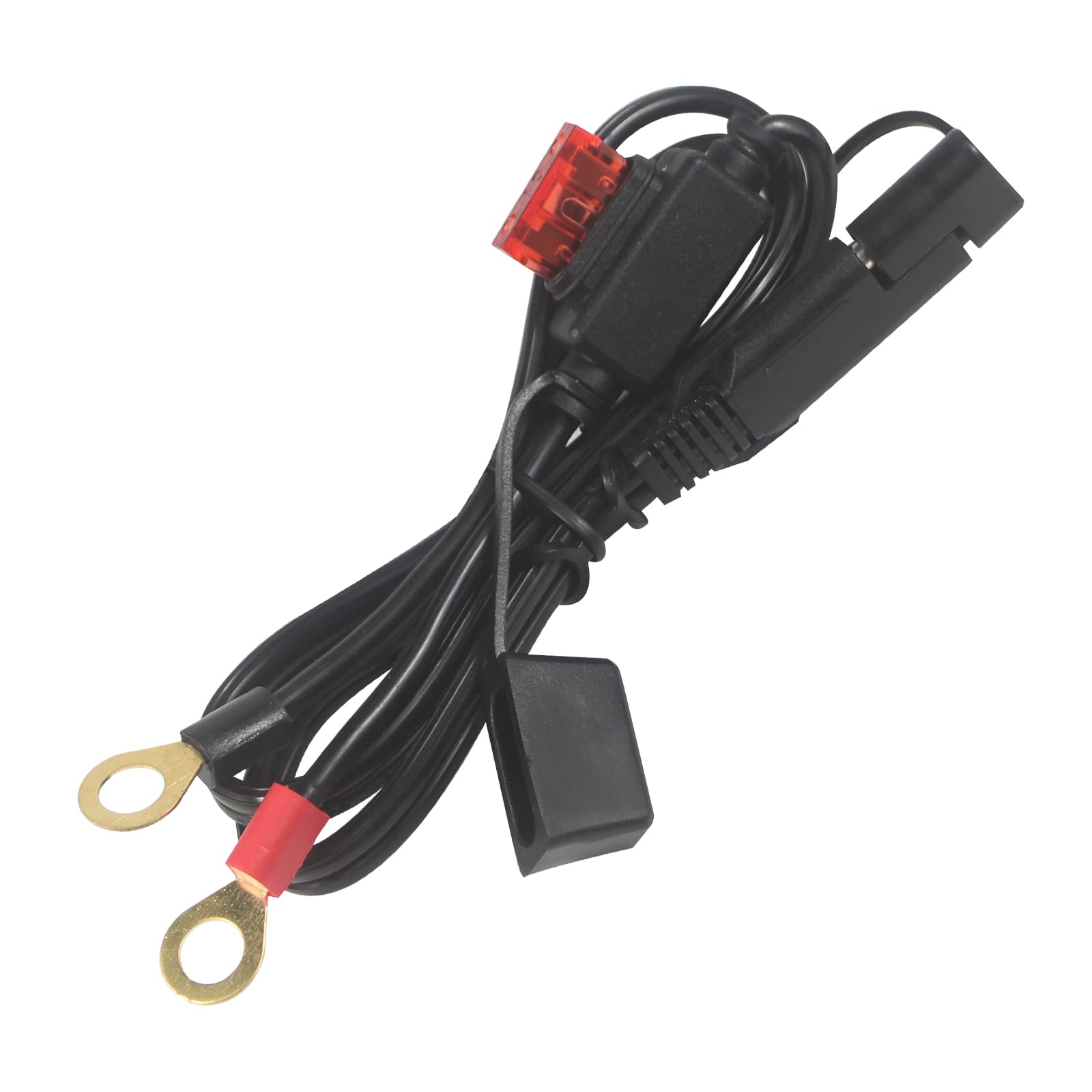 [ 1 PACK] Sae to O Ring Terminal Harness 2FT - Sae Eyelet Ring Terminal Cable 16awg Motorcycle Battery Trickle Charger Extension