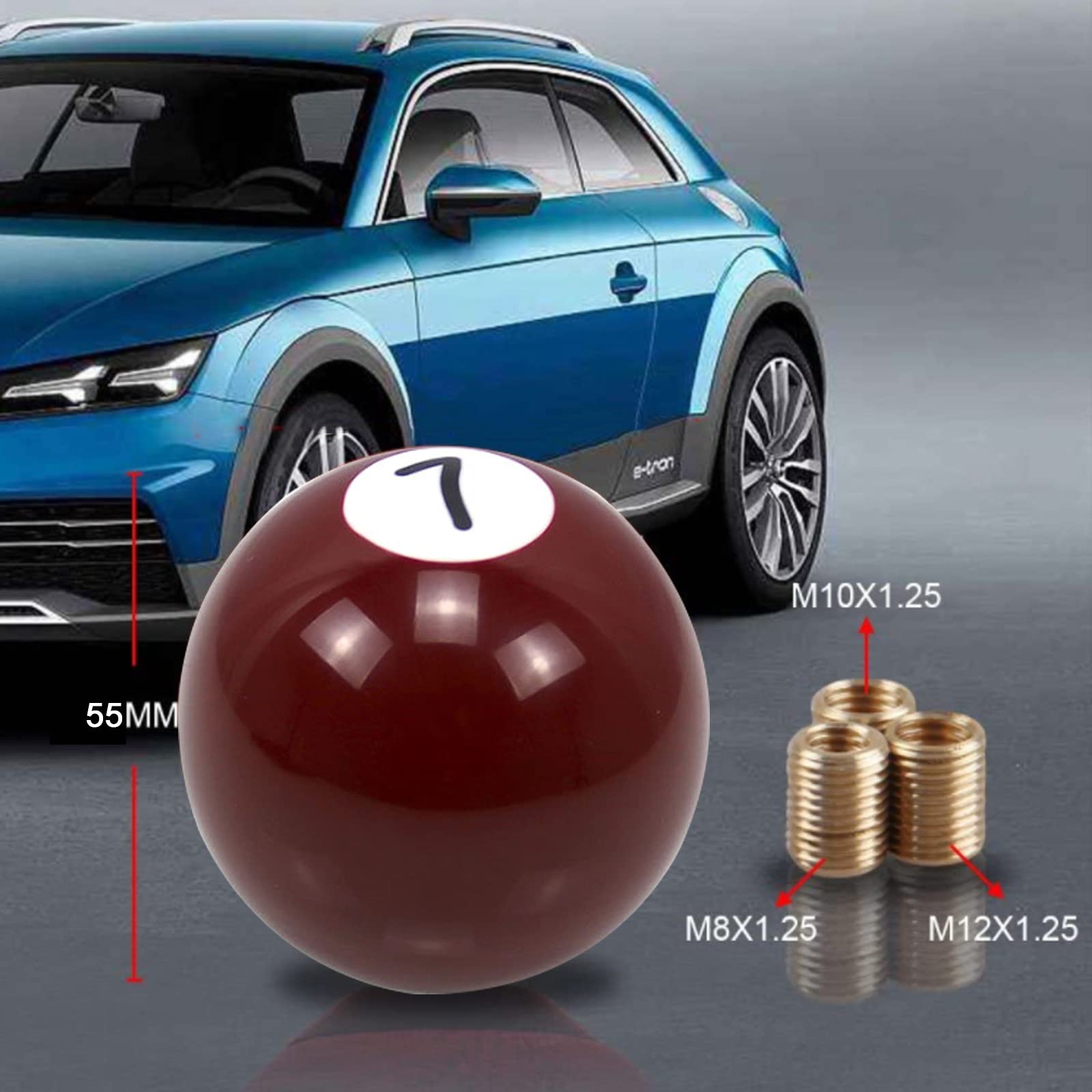 RYANSTAR 7 Ball Billiard Pool Shift Knob - Red Universal Shifter Knobs for Car, SUV, Truck, Bus - Custom Design