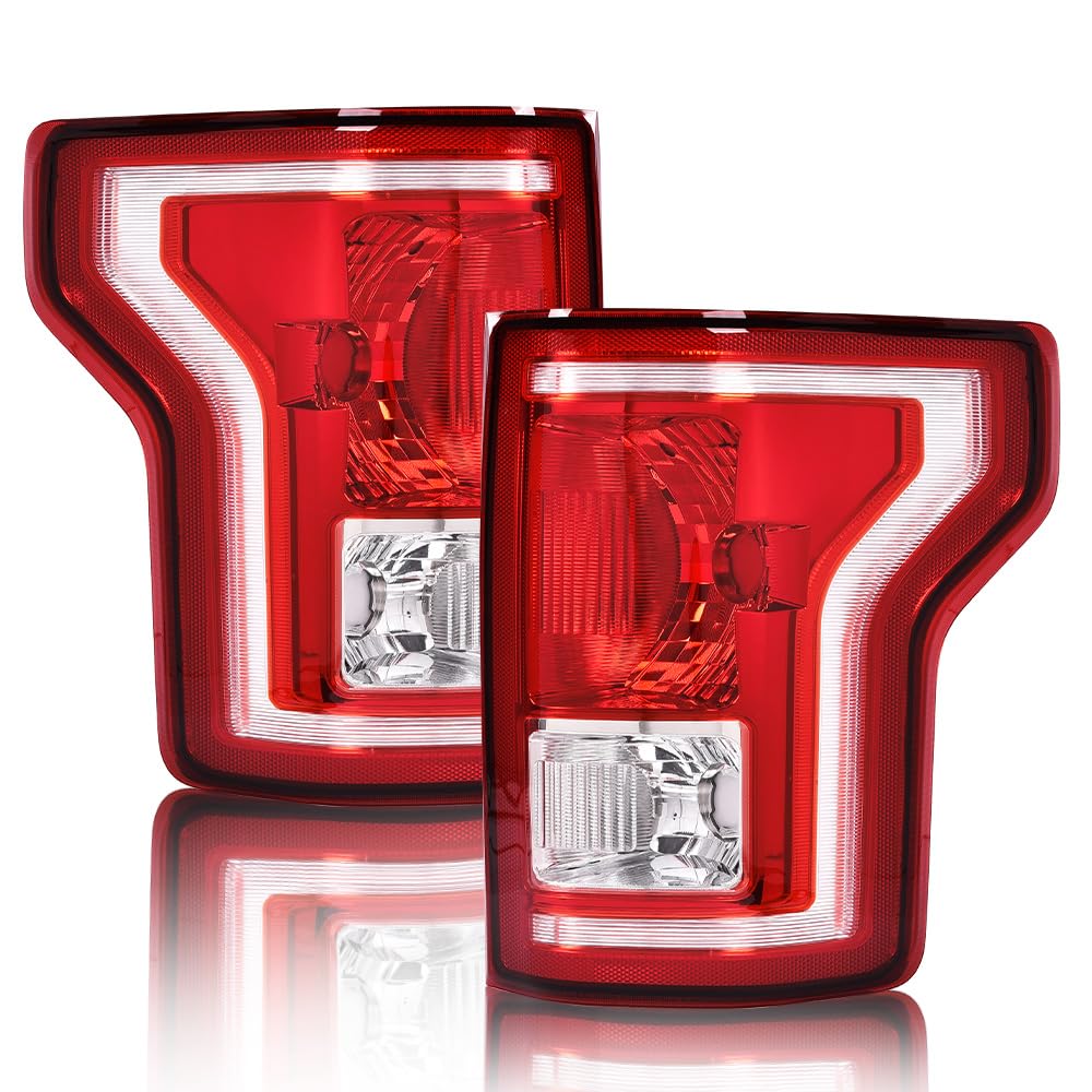 PIT66 Tail Lights Compatible with Ford F150 2015 2016 2017 (submodel: Lariat, XL, XLT) Rear Lamp Assembly Taillight FL3Z13405A-P