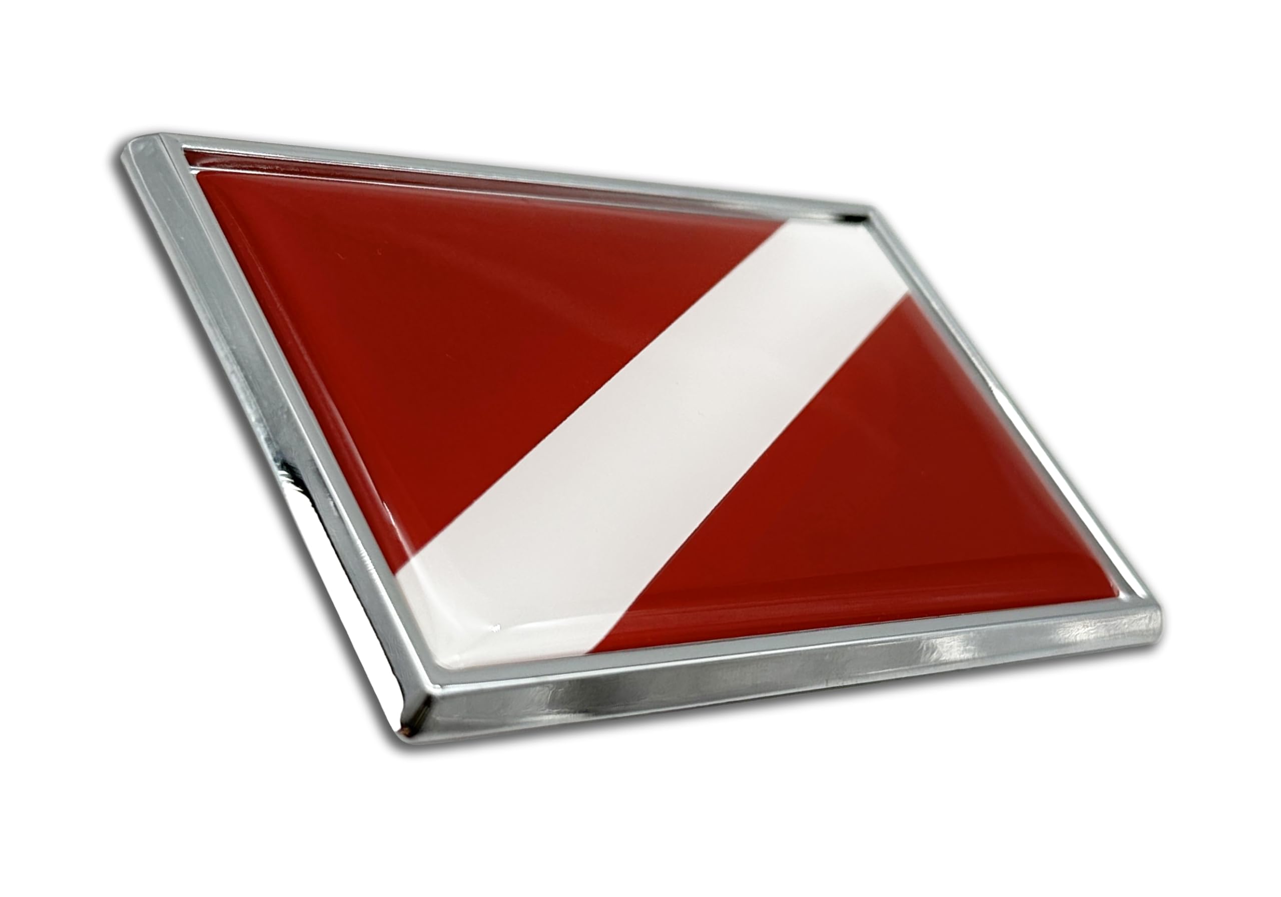 Small Scuba Dive Flag Chrome Auto Emblem