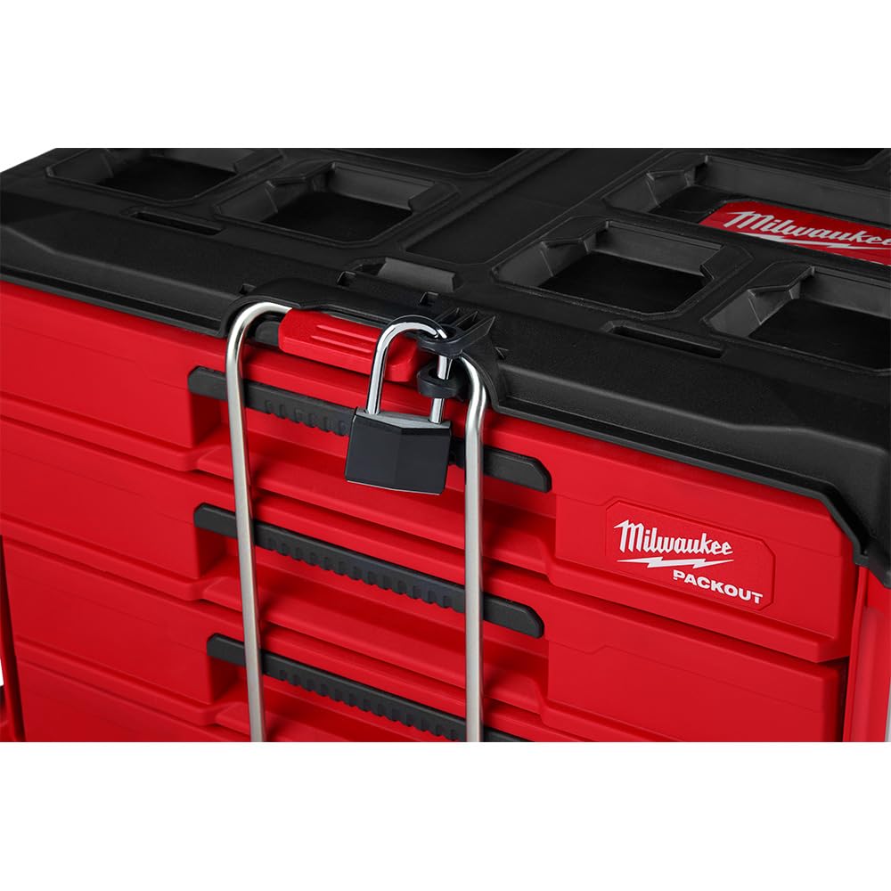 Milwaukee Packout 4 Drawer Tool Organizer Box - Plastic, Red, Model 48-22-8444