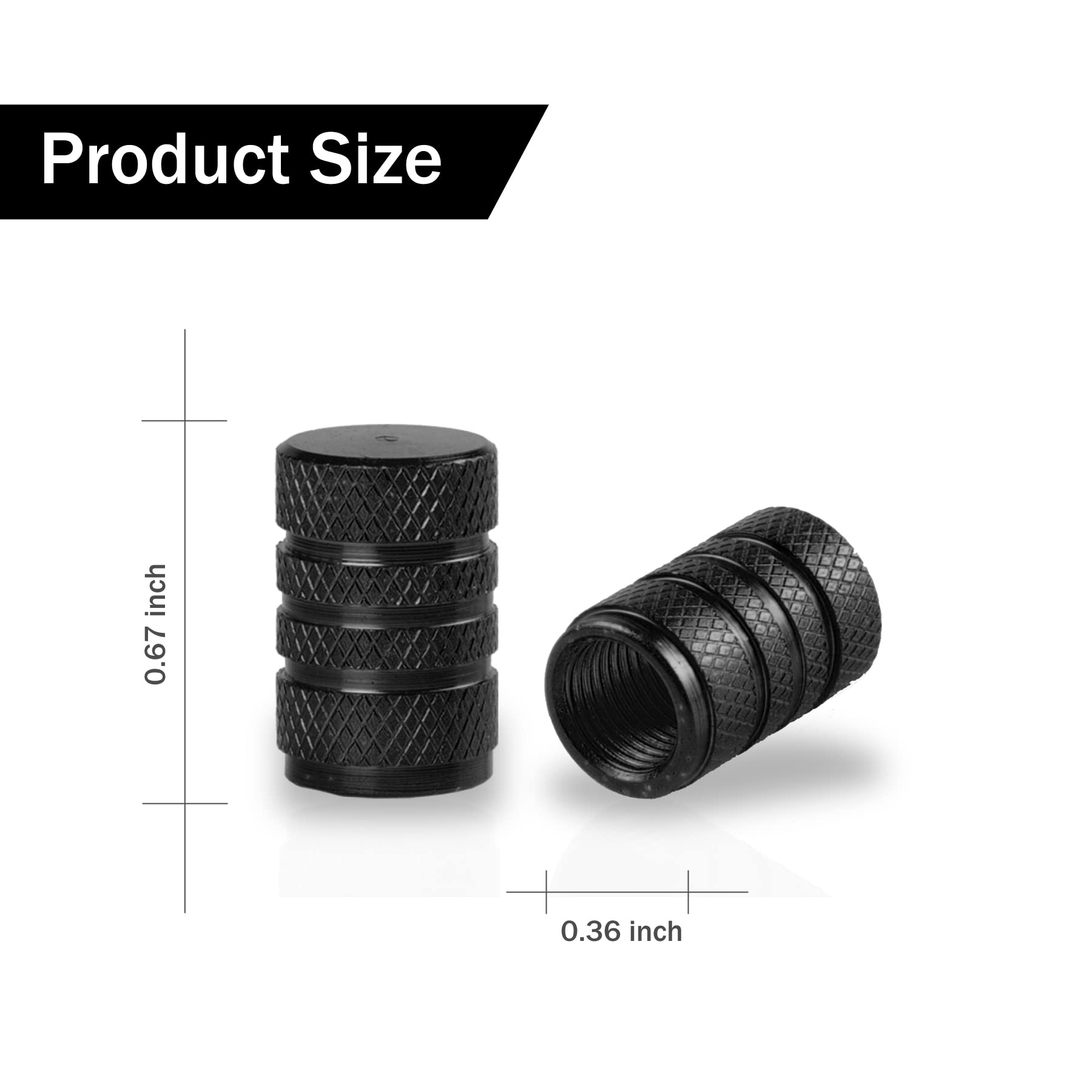 Singaro 12Pcs Tire Valve Stem Caps, Car Exterior Accessories, Aluminum Alloy Valve Cover Universal For Cars, Trucks, Motorcycles And Bicycles (Black)