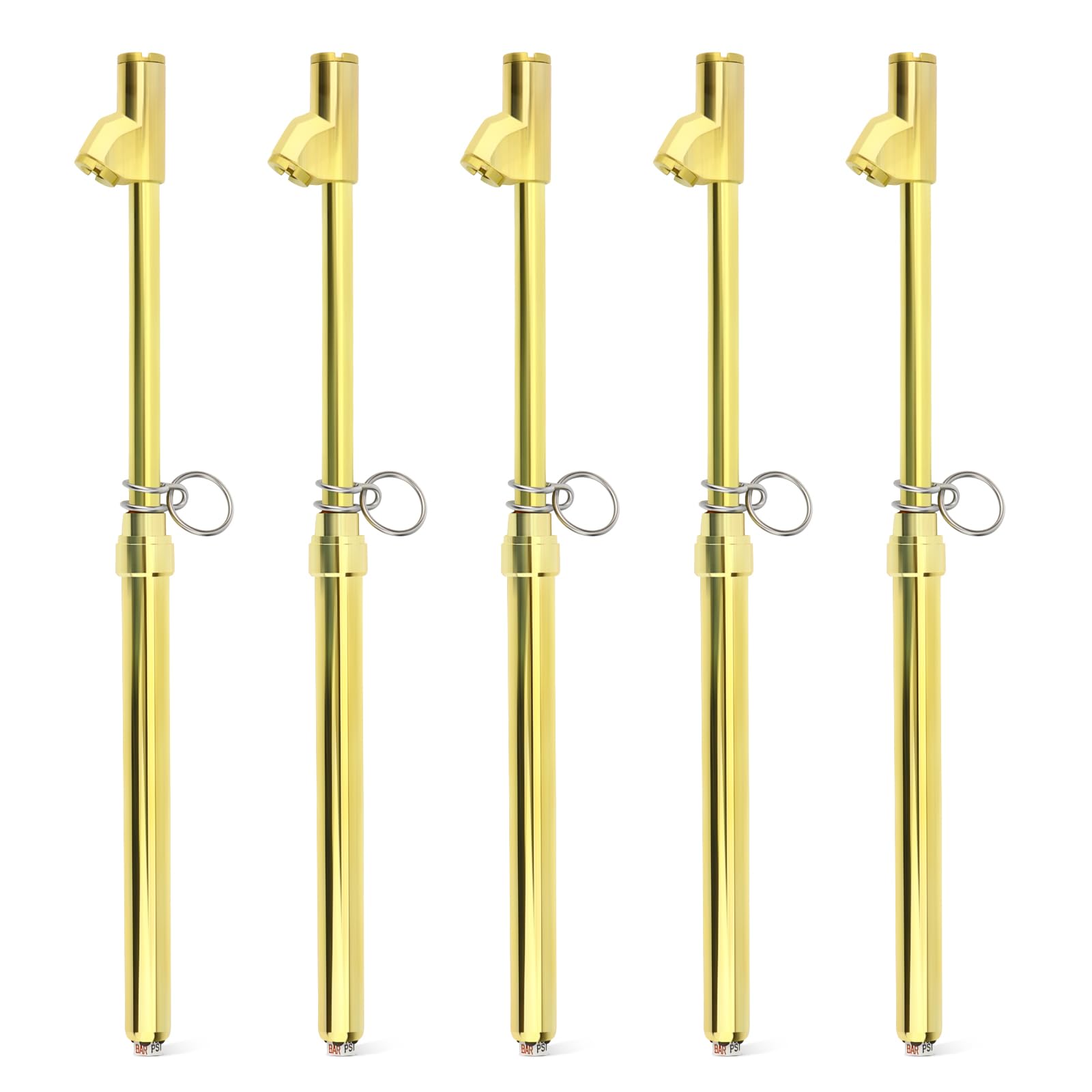 MEANLIN MEASURE 5PCS Gold Double Straight Type Tire Pressure Gauge, Dual Head Air Pressure Gauge, Pressure Range 10-150 Psi (Sui