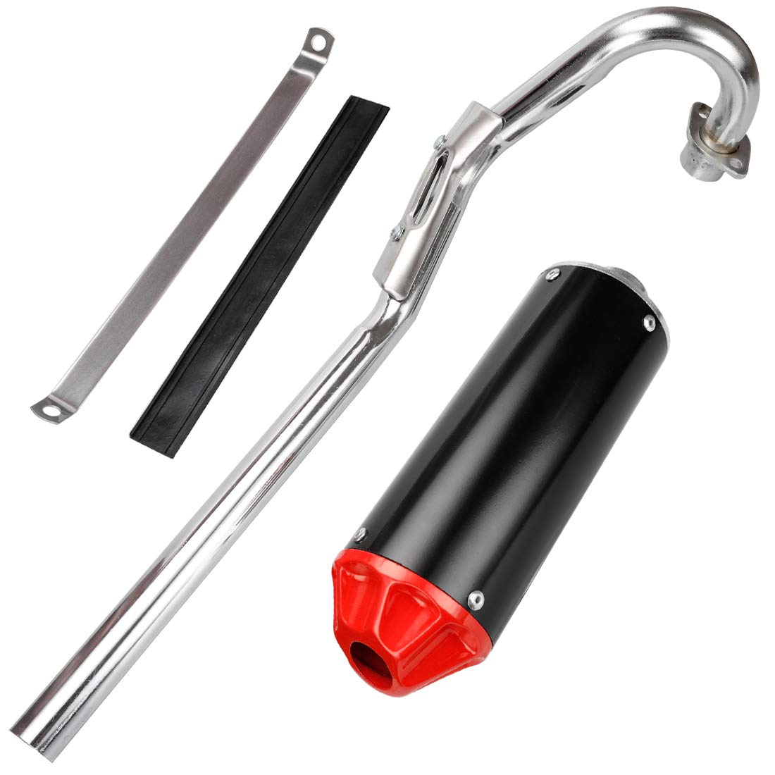FVRITO Exhaust Muffler Silencer Pipe Kit for Honda CRF50 XR50 70cc 110cc 125cc - Metal, Red, Model PQG006-WZH