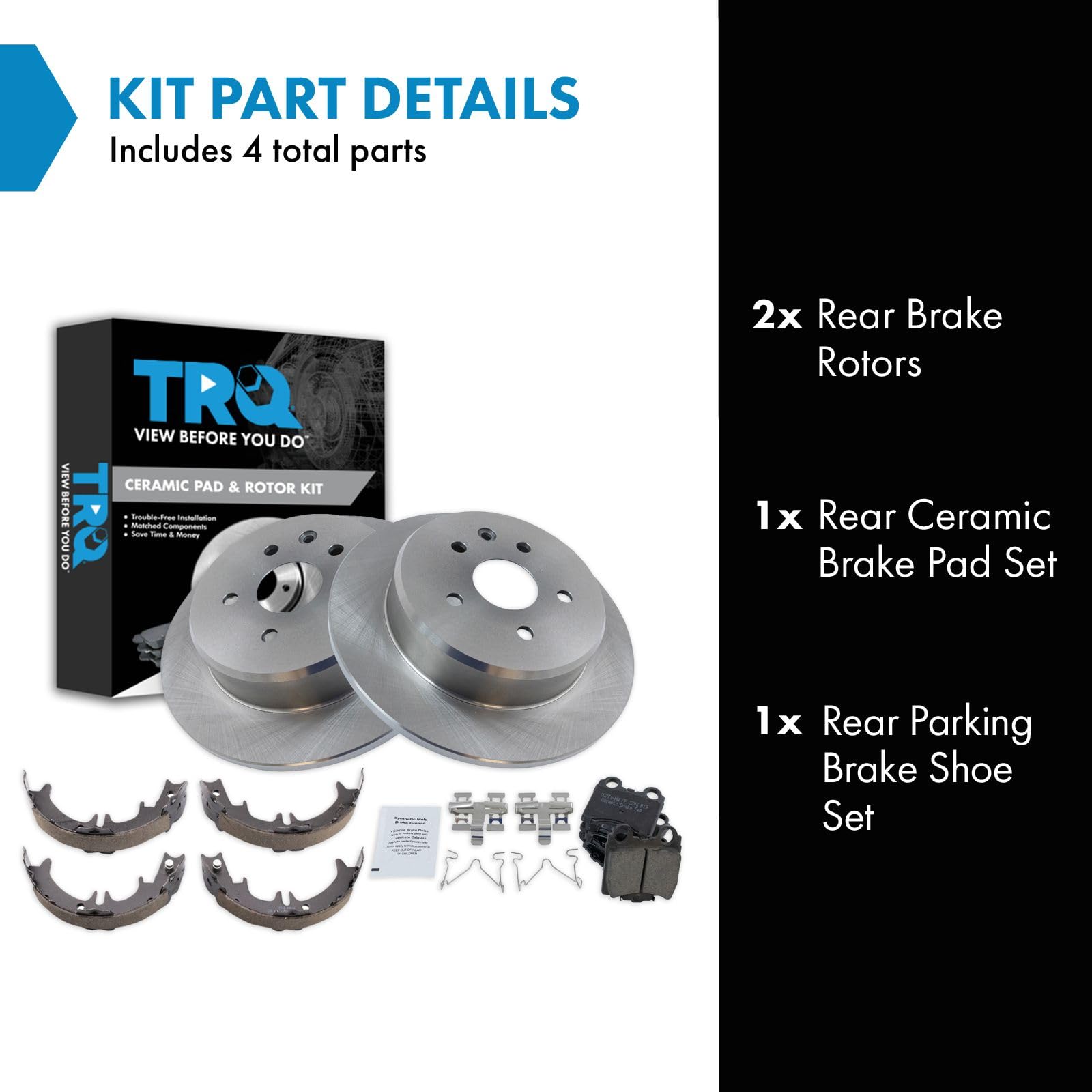 Trq Rear Brake Pad & Rotor Kit Brake Pads Brake Rotor Parking Brake Shoe Set Ceramic Compatible With 1998-2000 Lexus Gs400 2001-
