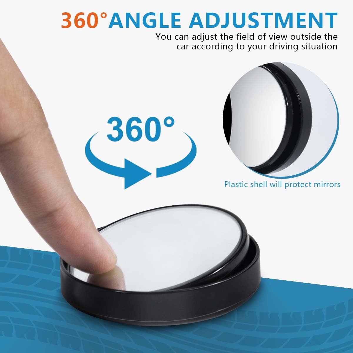 Obtanim 2 Pack Blind Spot Mirror 2 Inch Angle Adjustable Hd Glass Round Side Rear View Convex Mirror Accessories With Frame For