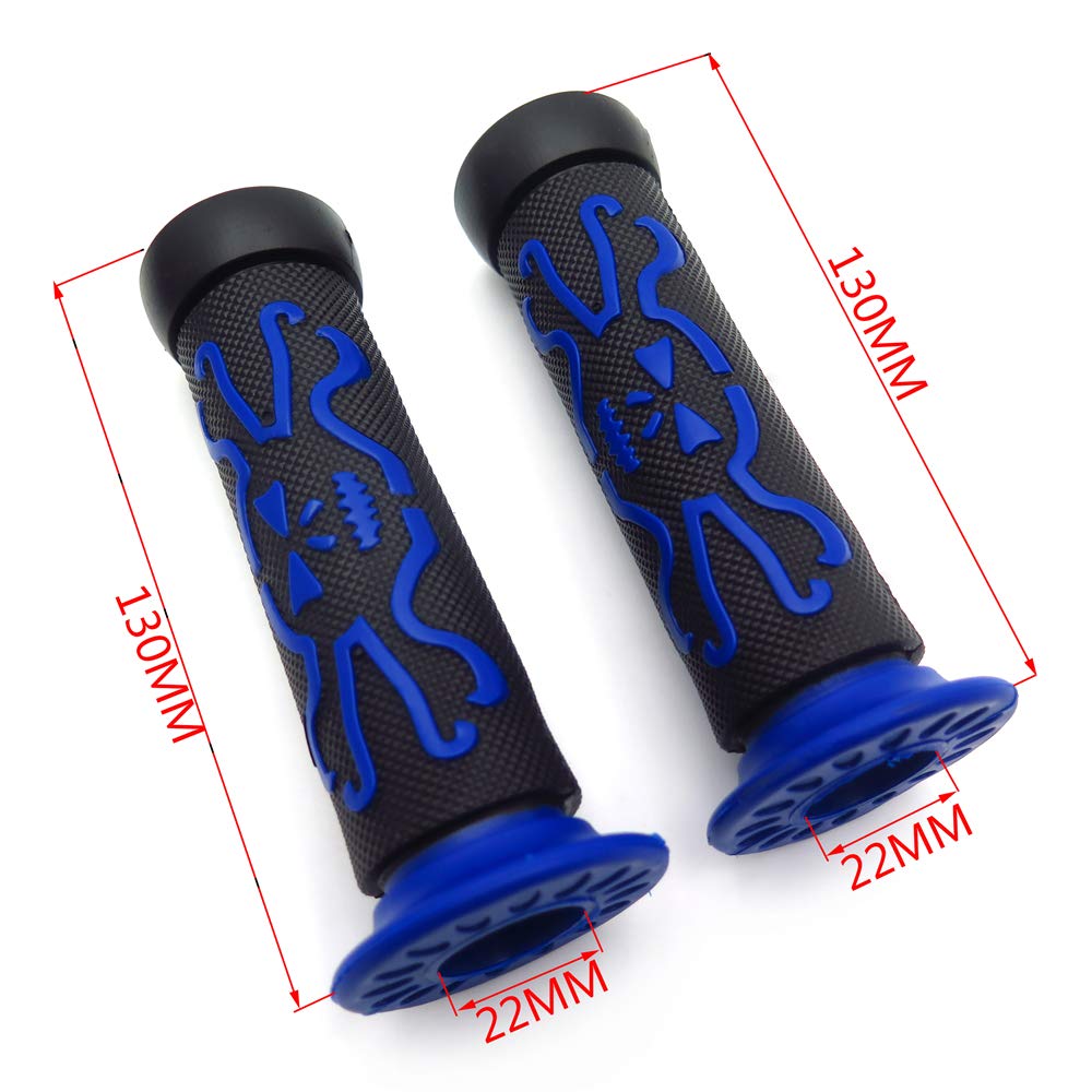 HTTMT XH4089- Skull Grips BLUE Compatible with QUAD YAMAHA KAWASAKI POLARIS SEADOO WATERCRAFT BOMBARDIER JET SKI FOREMAN RECON R