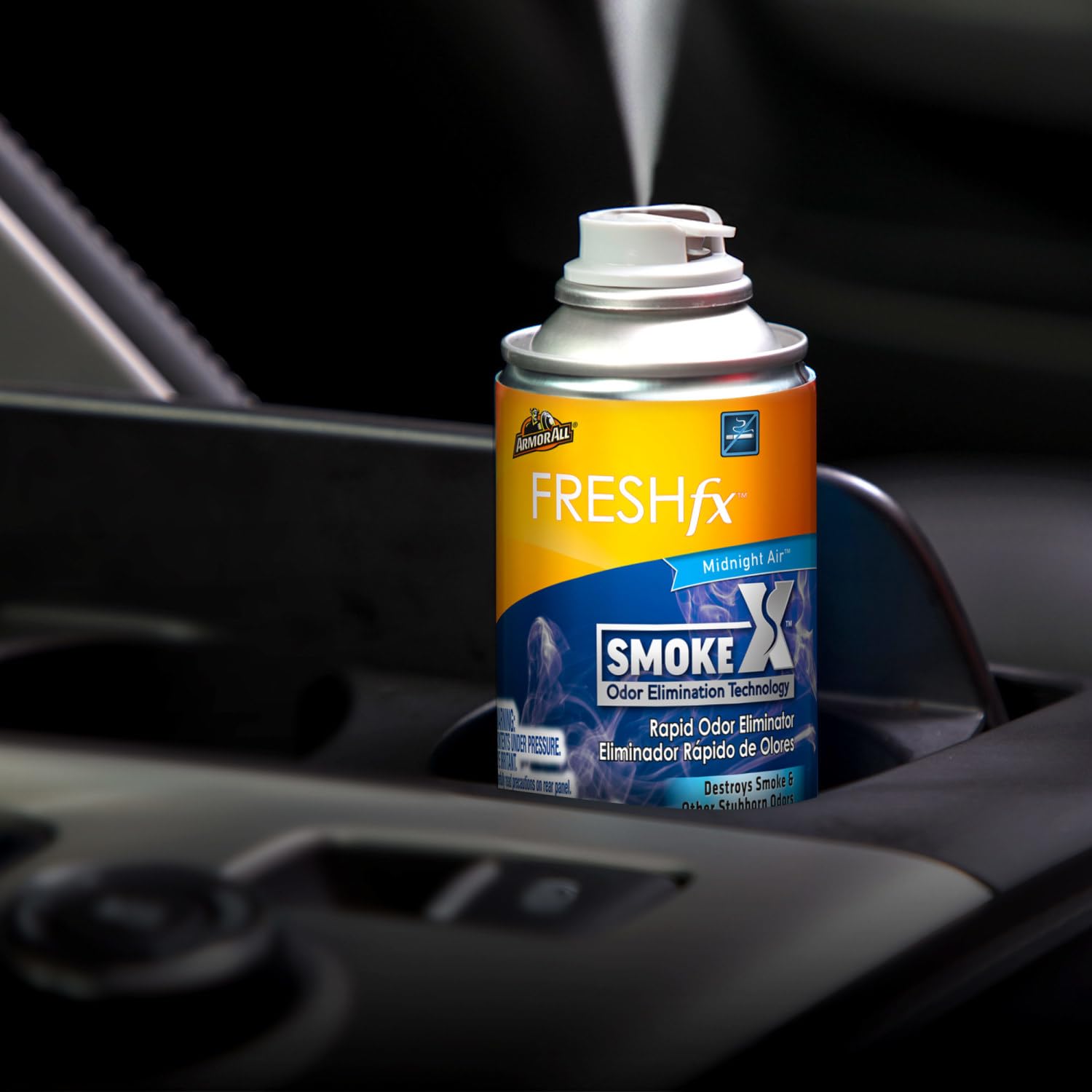 Armor All Fresh FX Smoke X Car Odor Eliminator Spray Pack, Car Air Fresheners, Set of 3, Midnight Air Scent, 2 Oz Each