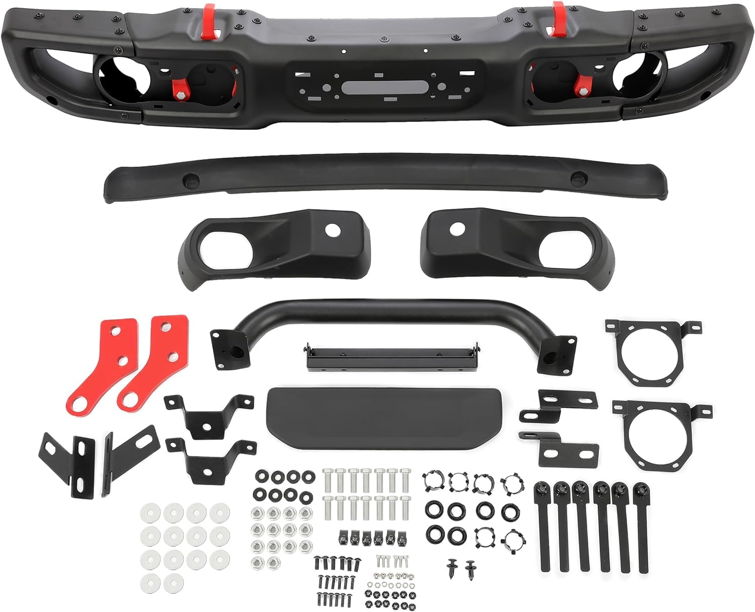 HECASA Front Bumper Compatible with 2007-2018 Jeep Wrangler JK Rubicon W/Sensor Hole and Winch Mount Plate 10th Anniversary Styl