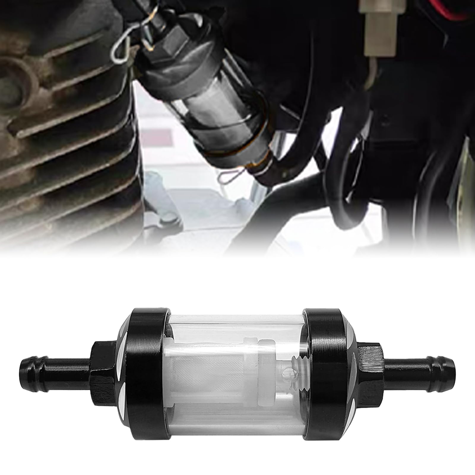Icyhaws Automotive Fuel Filter, Detachable Washable Metal Glass Vehicle Inline Waterproof Fuel Filters 1.1'' X 3.46'' X 0.31'' U