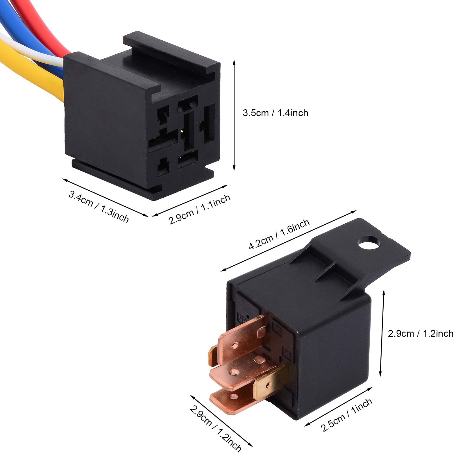 Ehdis 2 Packs Car Relay With Harness Truck Motor Heavy Duty 5-Pin 80A 12V Relay On/Off Normally Open Spdt Relay Socket Plug 5 Wire Automotive Relay Jd2912-1Z-12Vdc 80A 14Vdc