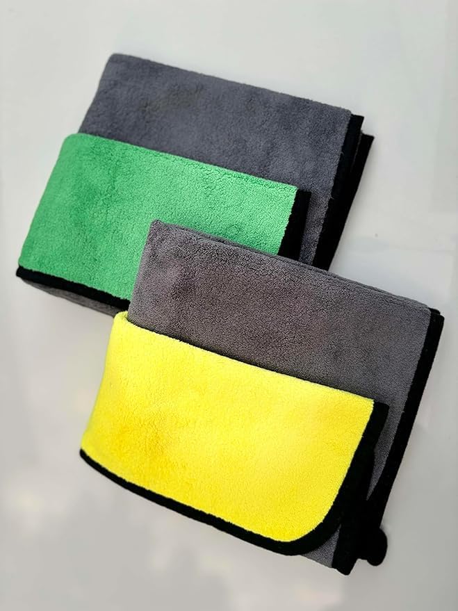 ABTER Microfiber car Cleaning Cloths 4 Pack | UltraAbsorbent, lintFree, DoubleLayer Towels for car wash, polishing, dusting &