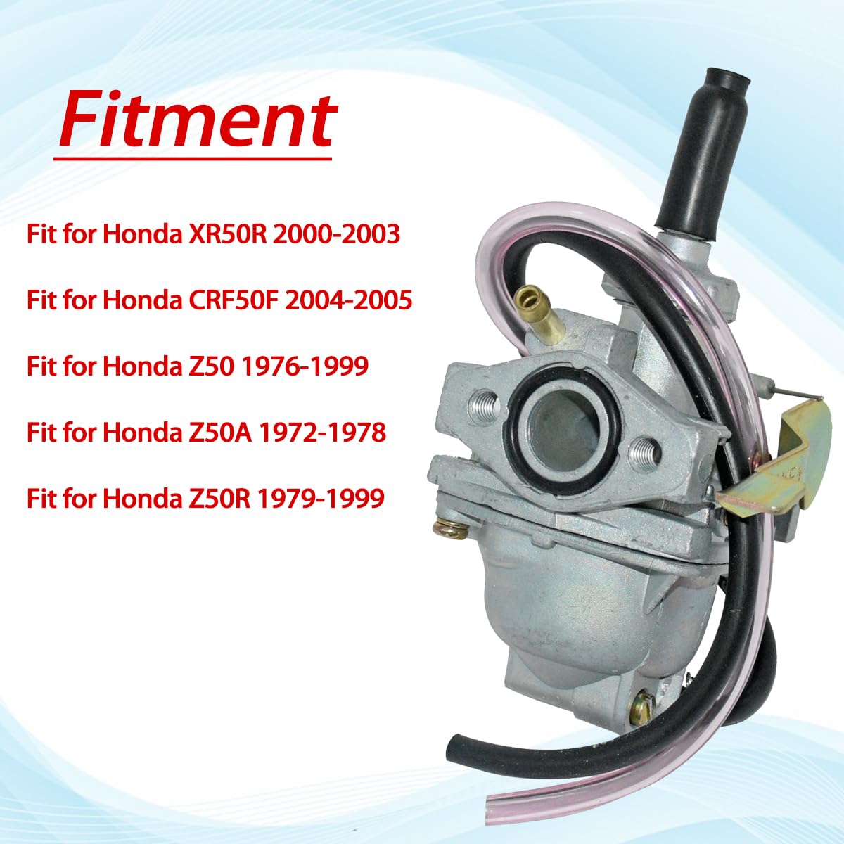 JDLLONG Carburetor for Honda CRF50F, Z50, XR50R - Mini Bike Replacement with Air Filter & Fuel Valve Petcock