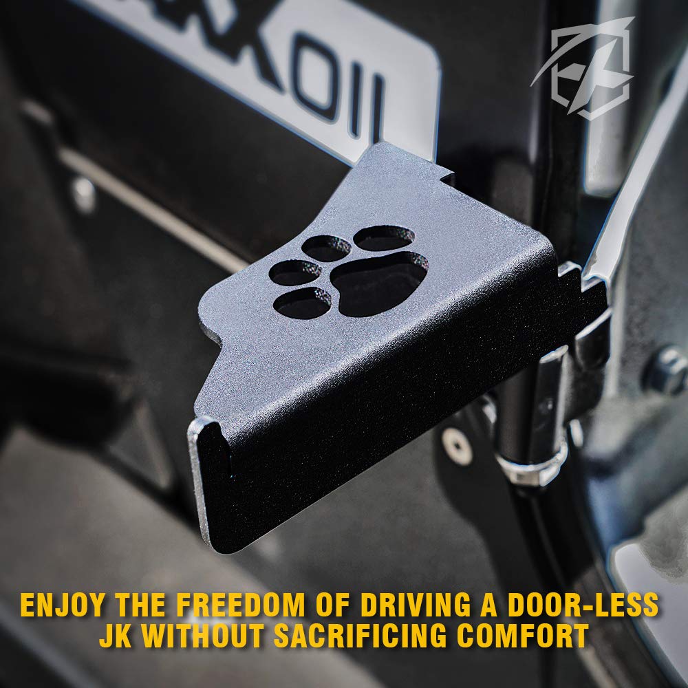 Xprite Metal Steel Front Door Foot Pegs Dog Paw Rest Pedals Compatible With 2007-2018 Jeep Wrangler Jk Jku Accessories - 1 Pair