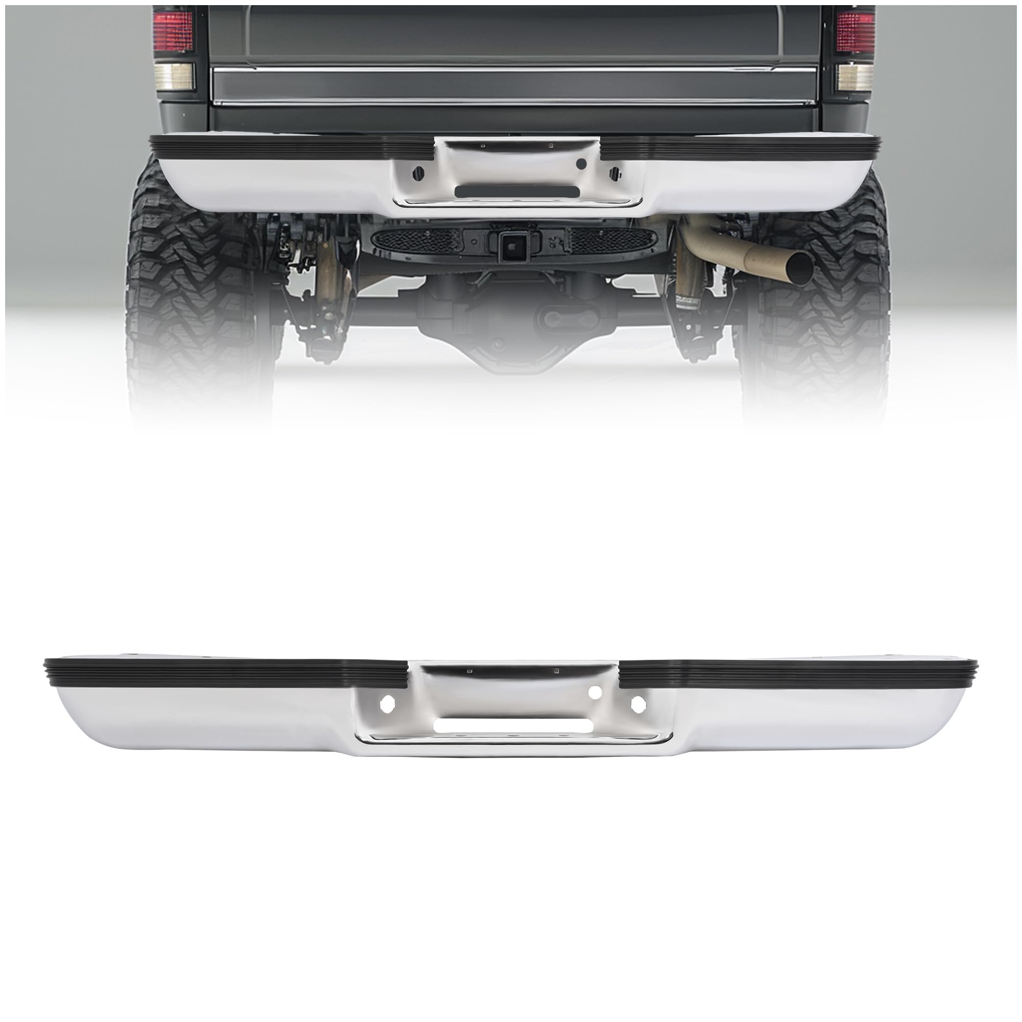 KUAFU Rear Step Bumper Face Bar Compatible with 1988-2000 Chevy Chevrolet GMC Suburban C1500 C2500 C3500 K1500 K2500 K3500 Blaze