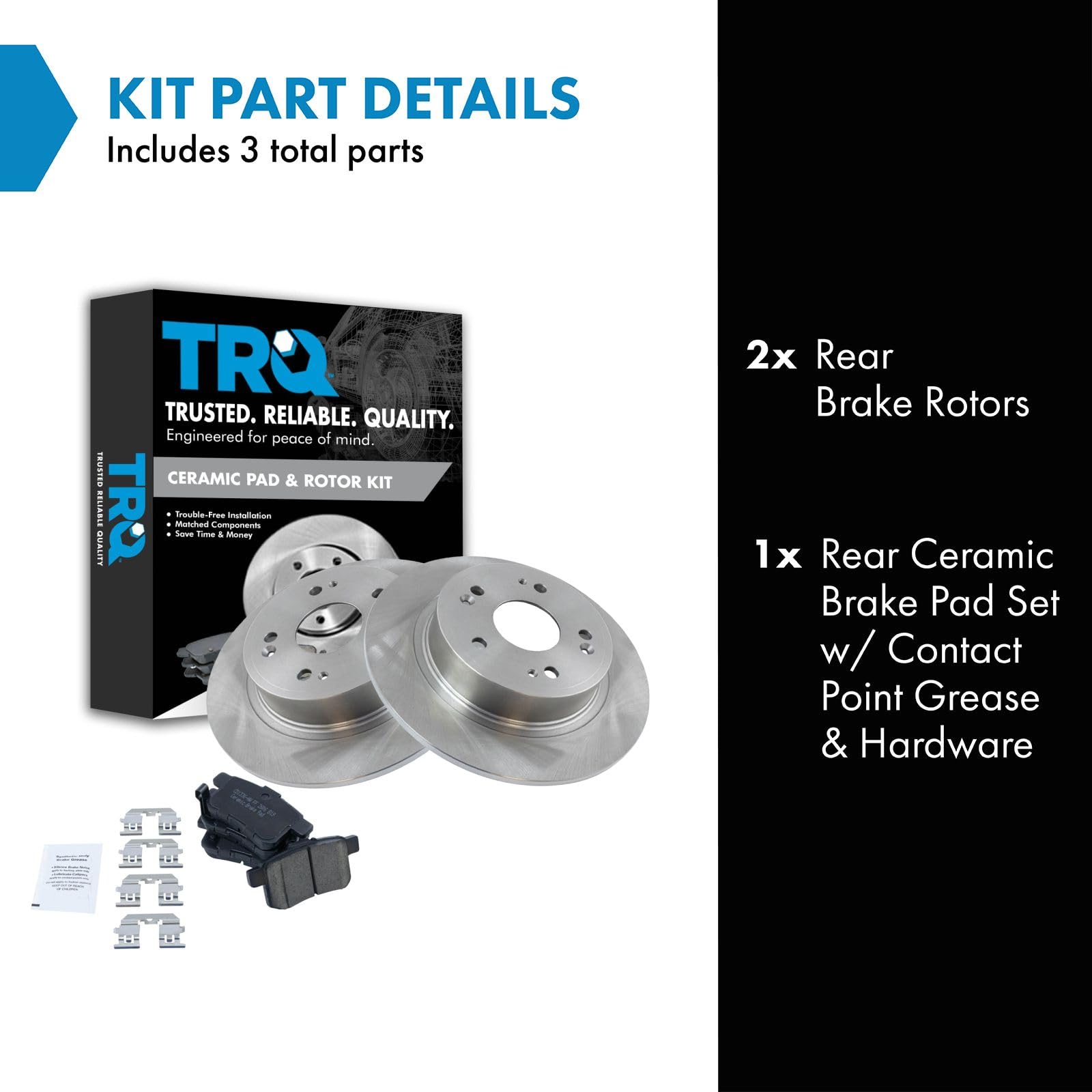 TRQ Rear Ceramic Disc Brake Pad & Rotors Kit Set for Honda Accord Acura TSX