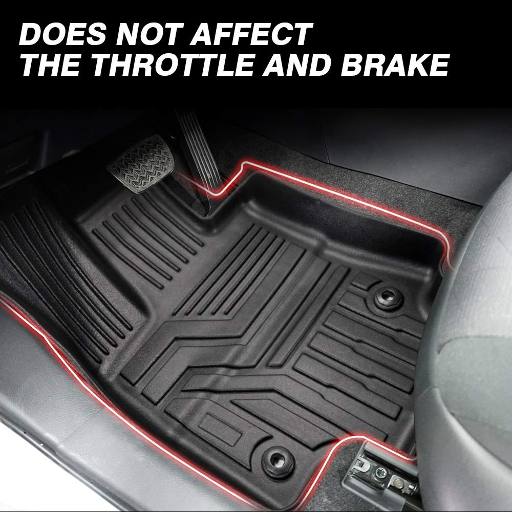 Powerty 3D TPE Floor Mats for 2018-2025 Chevy Traverse 7-Seater, Heavy-Duty All Weather Liners, Black, Model POW00046