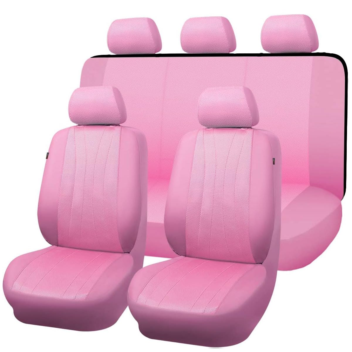 Flying Banner car seat Covers Set airmesh Breathable Fashion Easy Bench Split Protectors Sport Fashion (Pink & Pink, Full Set - 