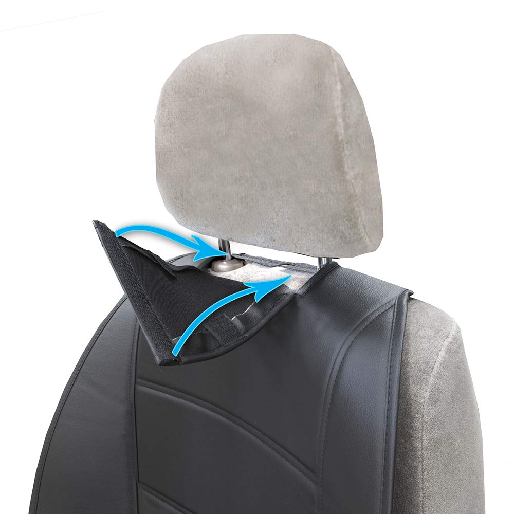 Plasticolor 008599R01 One Pair Seat Covers Logo Premium 3 Piece Sideless Car Truck Or Suv Seatcover With Cargo Pocket Compatible