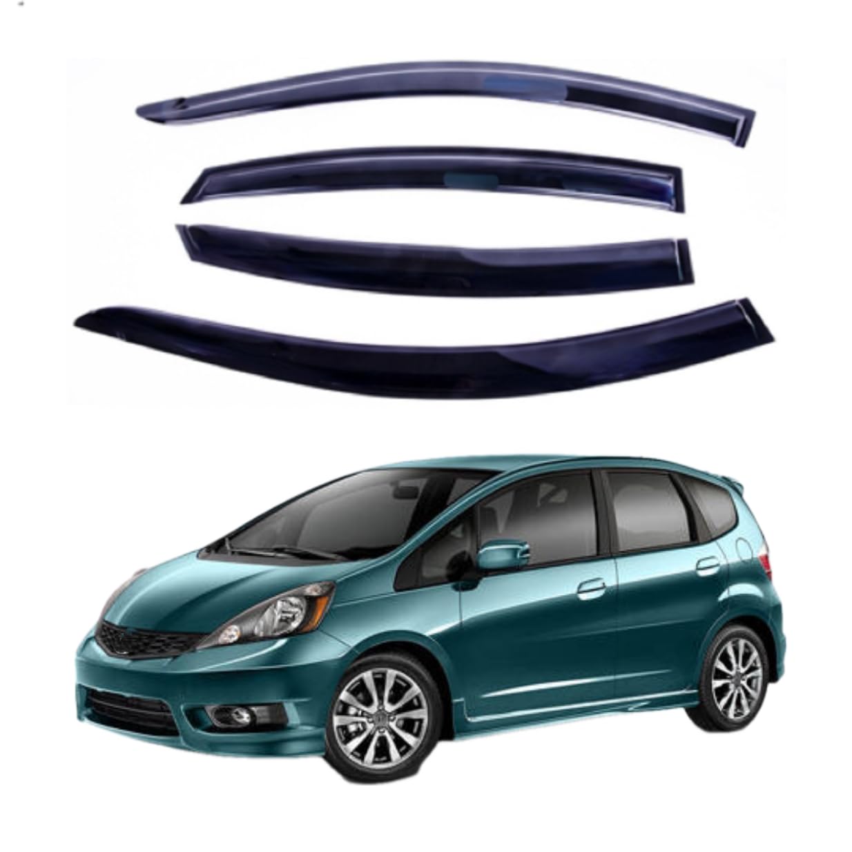 Ig Window Visor For Honda Fit 2015-2020, Rain Guard Tape-On Extra Durable Sun Wind Side Vent Window Deflector Mugen Style, 2015