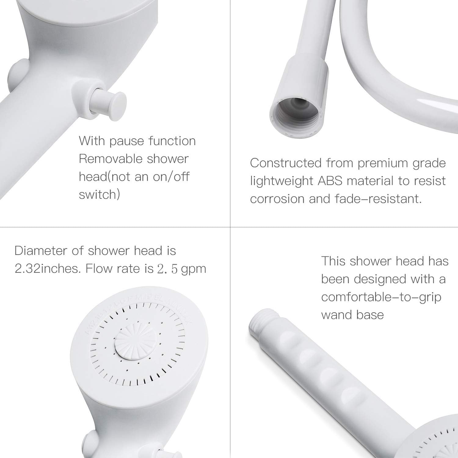 Oymov Rv Shower Head With Hose - Non-Metallic Outdoor Rv Shower Kits Replacement With Pause Function For Rvs, Fifth Wheels, Moto