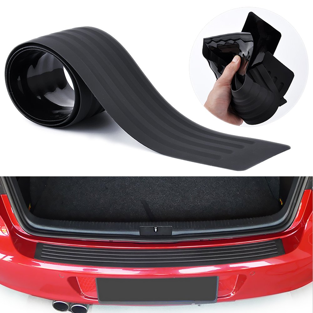 Advgears Rear Bumper Protector Guard Universal Black Rubber Scratch-Resistant Trunk Door Entry Guards Accessory Trim Cover For Suv/Cars(35.5Inch)